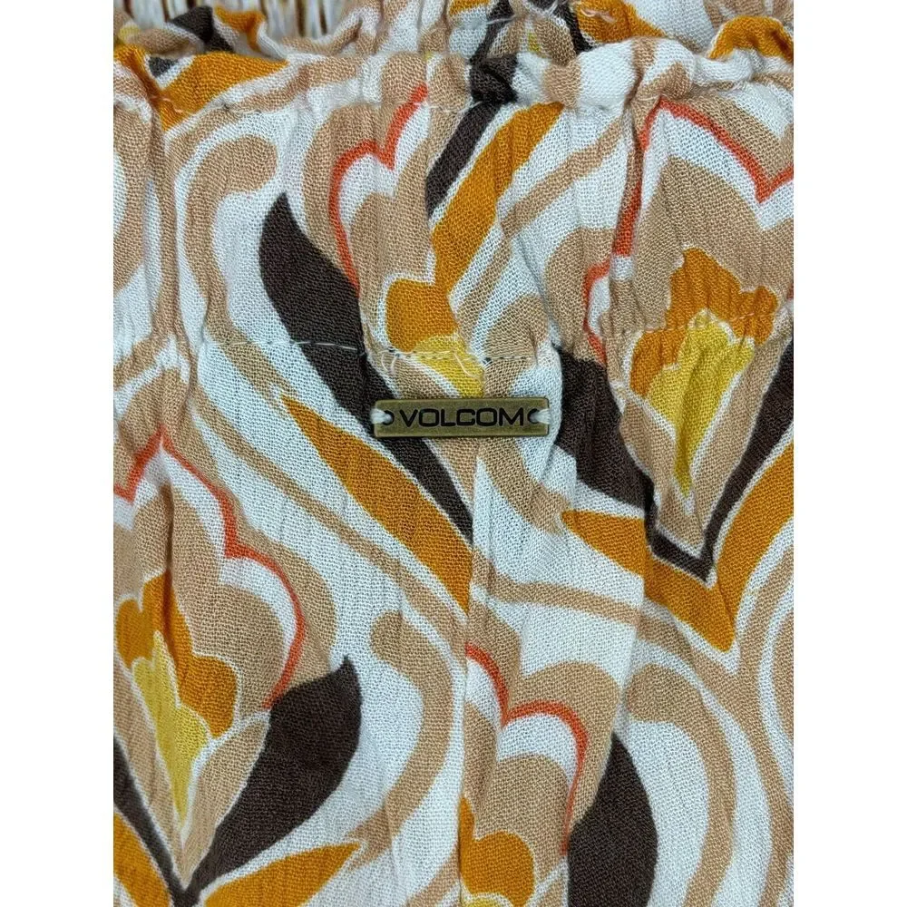 Volcom Women's Retrospectacle Shorts Size Small‎ Hazelnut Elastic Waist NWT